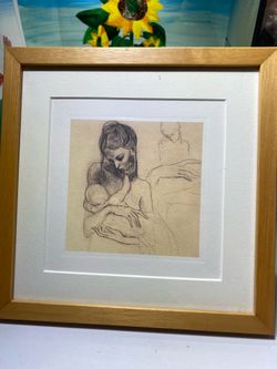 Reproduced, framed, Picasso mother and child lithograph