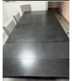 Dark Wood Dining Table Set with Chairs and Bench