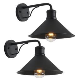 2 Pack Outdoor Wall Lights Wall Mount for House, Porch Light Fixtures, Matte Black Modern Farmhouse Wall Sconce, Classic Barn Lights Outdoor & Indoor-