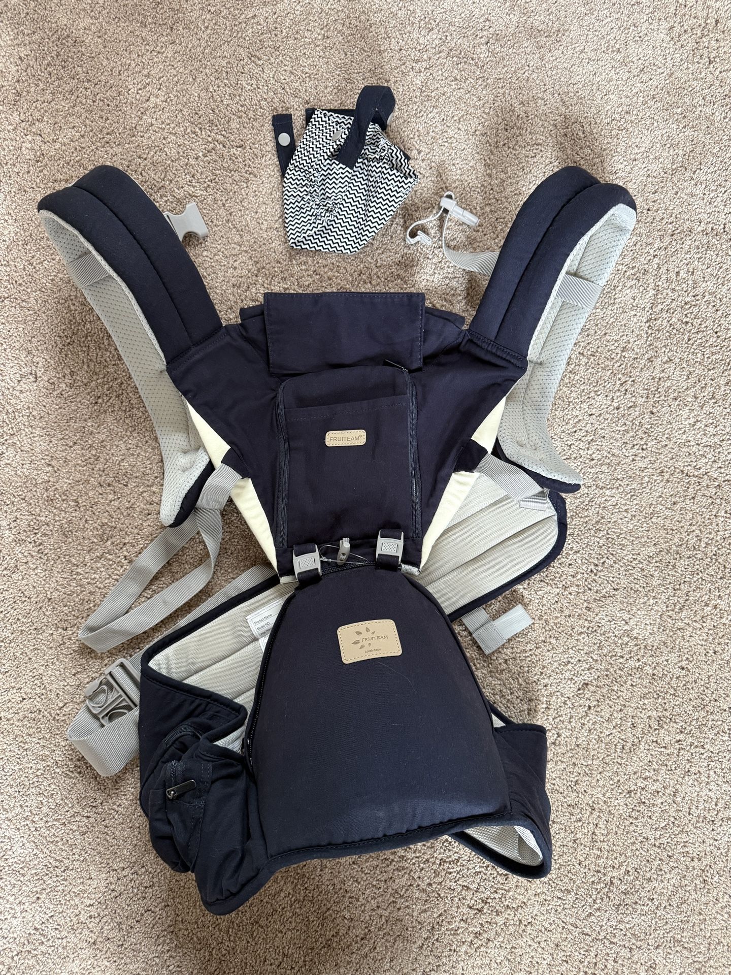 6-in-1 Baby Carrier with Waist Stool, Adjustable for Breastfeeding, One Size Fits All - Adapt to Newborn, Infant & Toddler (Navy)