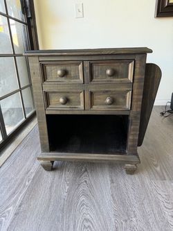 Dark Wood End Table with Drawer
