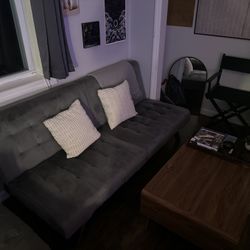 Futon - Grey Fabric Lined