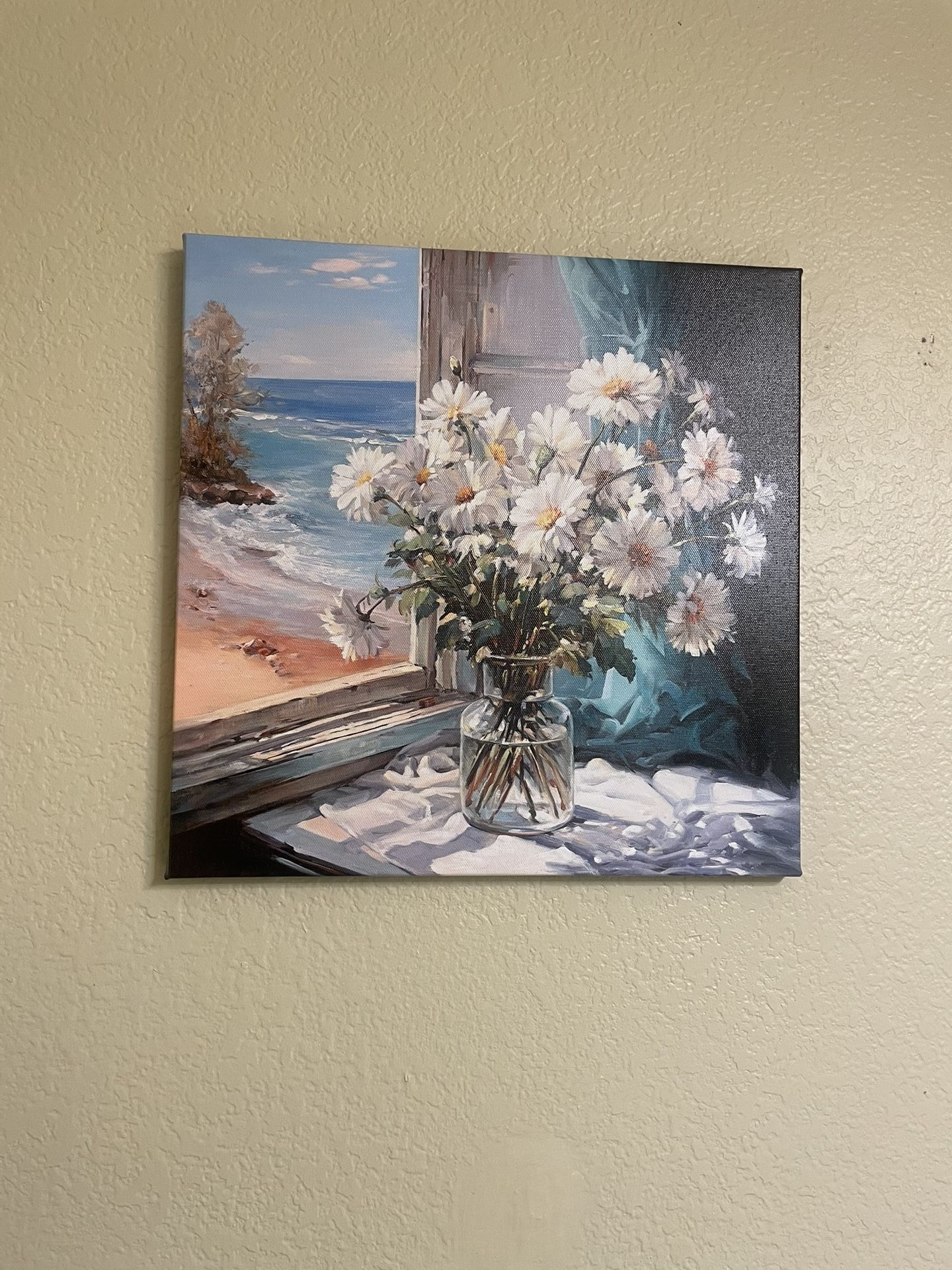 White Daisy Flowers Canvas Painting