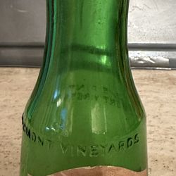 Vintage M LAMONT VINEYARDS 2/5 Pint Green Glass Empty Wine Cruets Bottle