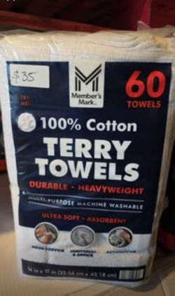 Member's Mark Cotton Terry Towels 14"x17" 60 Pack Multi-Purpose