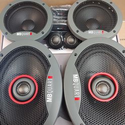 MB QUART 1 PAIR 6.5" 140 WATTS COMPONENT SET WITH CROSSOVER & 1 PAIR 6×9 2 WAY 150 W CAR SPEAKER (. BRAND NEW PRICE IS LOWEST INSTALL NOT AVAILABLE )