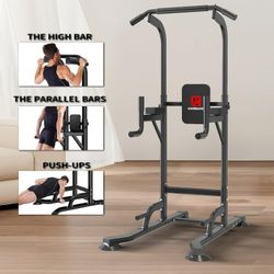 Power Tower Dip Station Workout equipment Pull up Bar for Home Gym Adjustable Height Strength Training Fitness Excercise Equipment, NEW