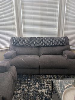 Grey Power Reclining Loveseat with Console and USB Ports