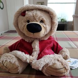 Stuffed Plush BEAR with Velvet Fur Hoodie(Removable)~NEW WITH  TAGS 
