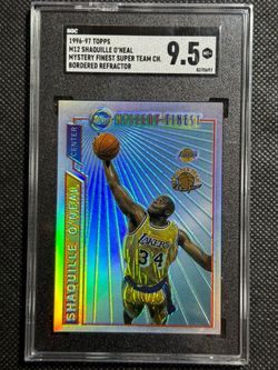1996 TOPPS MYSTERY FINEST #M12 SHAQUILLE O'NEAL SUPER TEAM REFRACTOR SGC 9.5