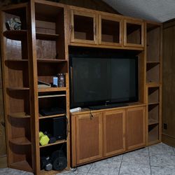 Solid Wood Entertainment Wall 