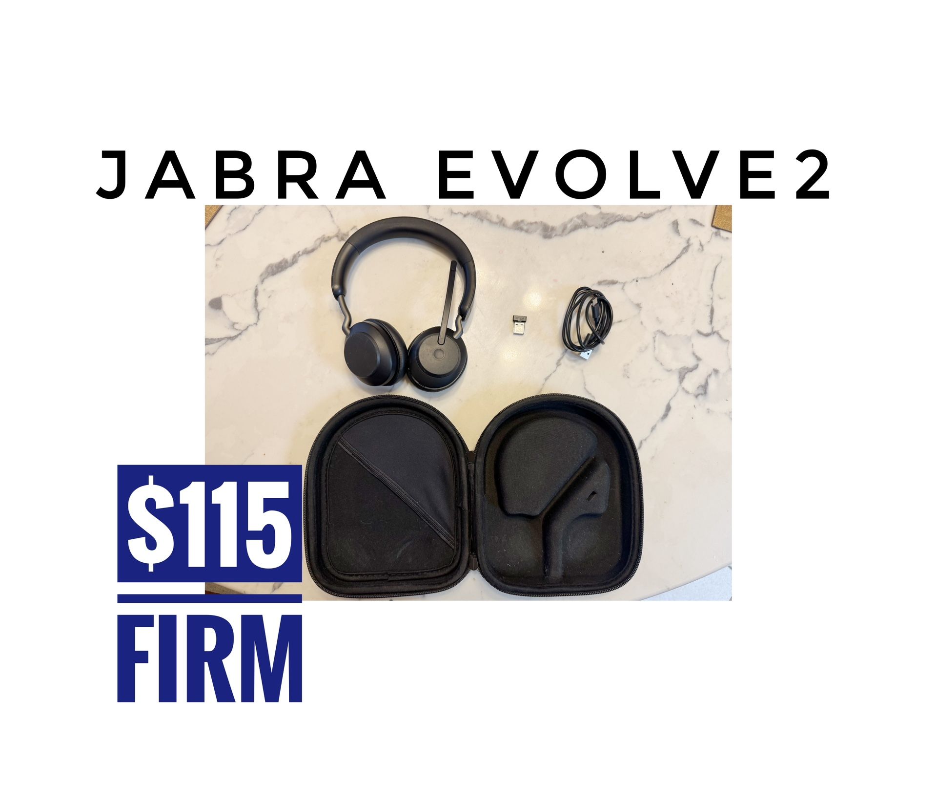 Jabra evolve 2 ** No Box , With Hard She’ll Case **