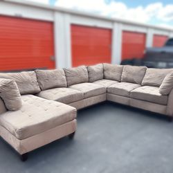 FREE DELIVERY TAN SECTIONAL COUCH SOFA 