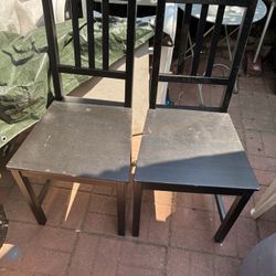 Two Black Dining Room Chairs 