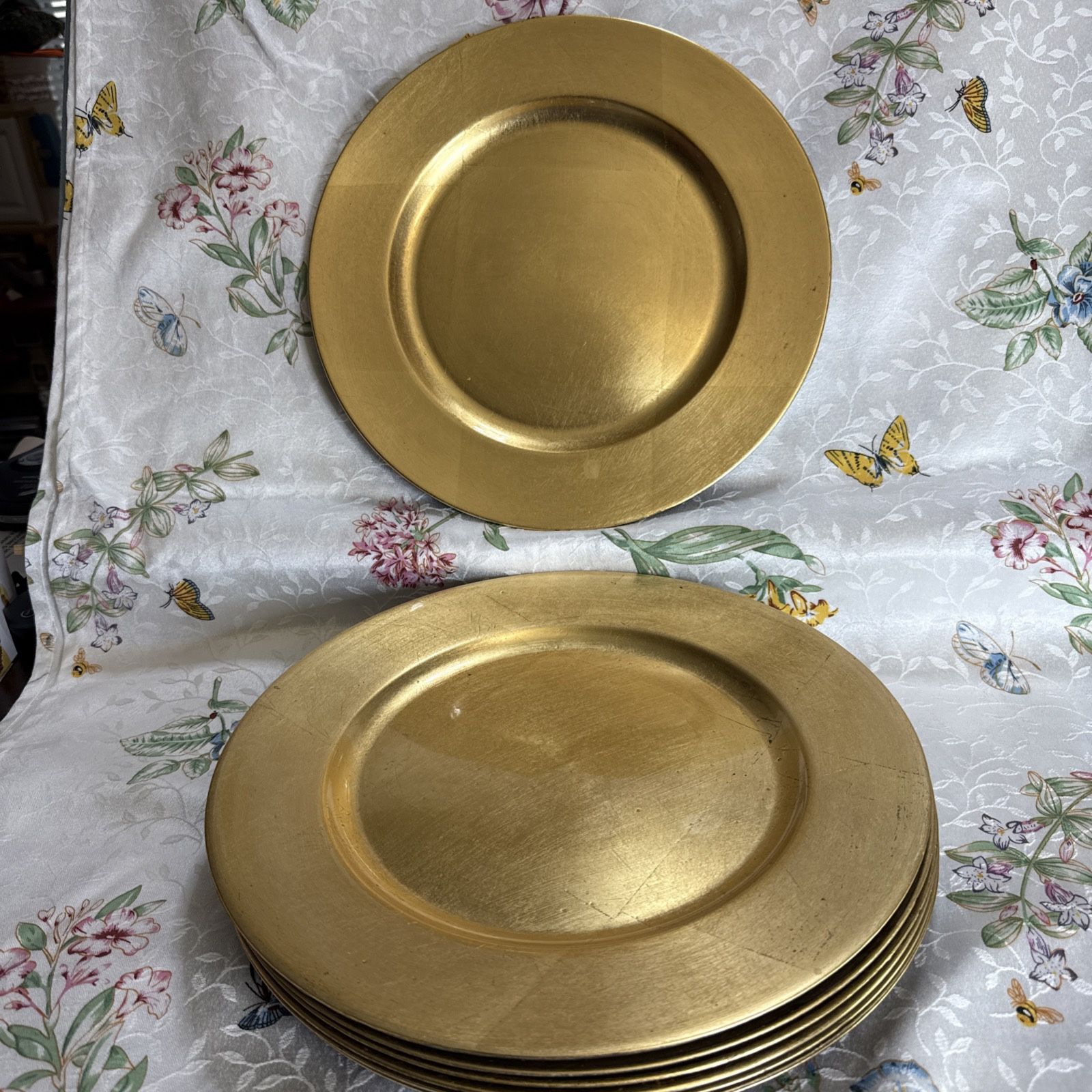 Set of 8 Gold Charger Plates, Heavy Plastic
