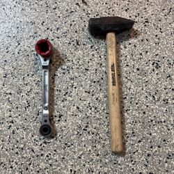 Stepping Hammer And Ratcheted Linemen Wrench
