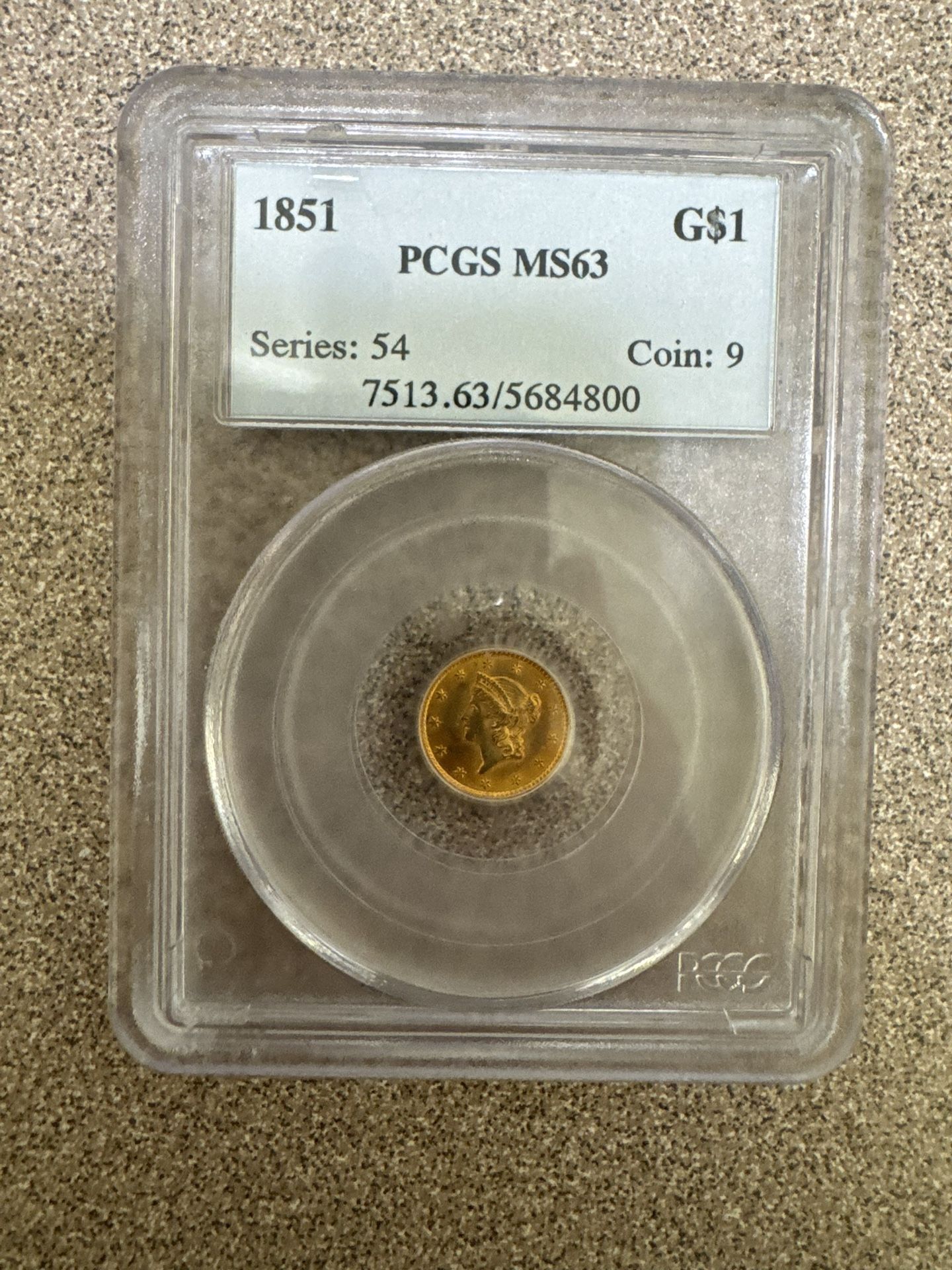 1851 $1 Gold Coin MS63