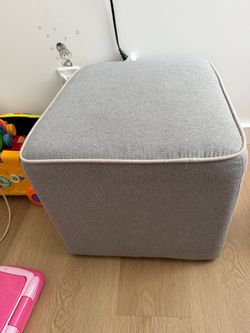 Gray Fabric Cube Ottoman Footstool