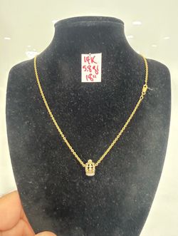 14K Solid Gold Chain and Pendant For Wedding 5.8 Gr 18 Inches Long