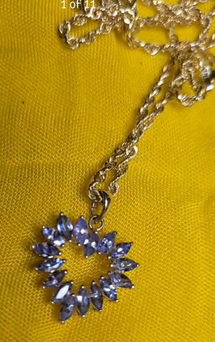 Michael Anthony 14K TWIST ROPE CHAIN 19' X 2.2MM 16 Amethyst STONES IN A 14K HEART PENDANT