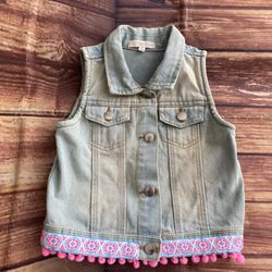 Self esteem Girl Toddler Denim Vest Jacket Blue Light Wash  Front Pockets Size 4