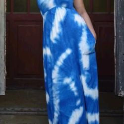 New Soma Weekend Halter Maxi Bra Dress NWT Size Medium Blue