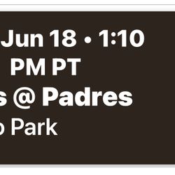 Todays Padres Game, 4 Seats Section 109