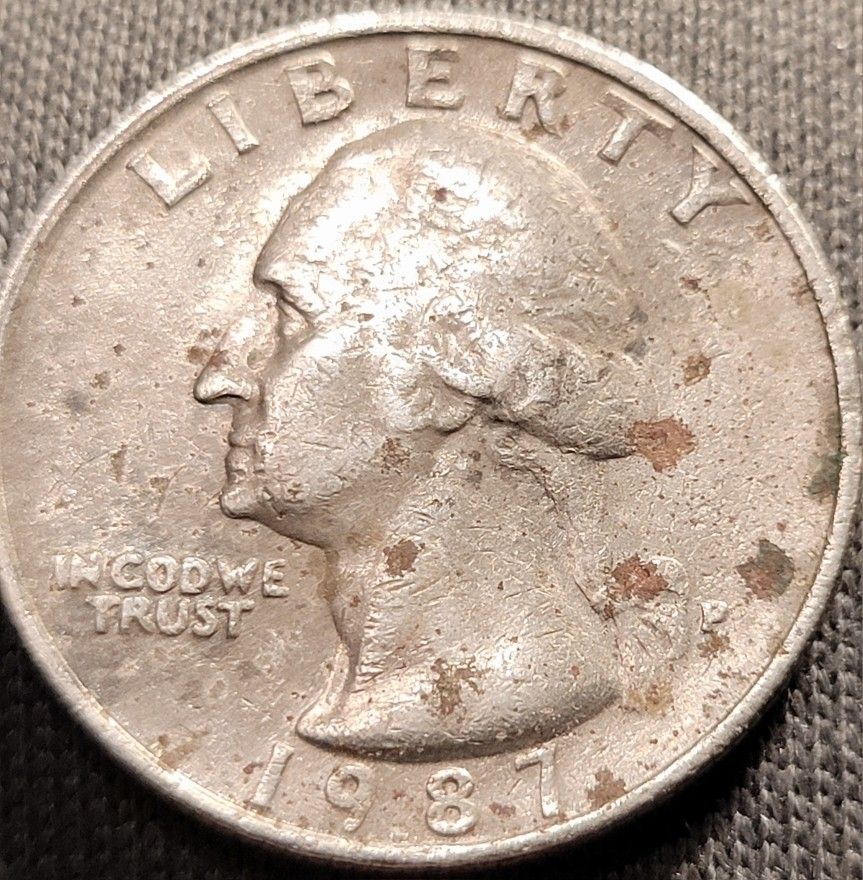 1987P Misaligned Die Quarter & Filled Mintmark