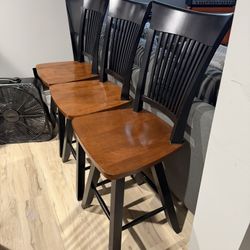 Wood Counter Height Chairs – Set of 3 (Matching Dining Set)