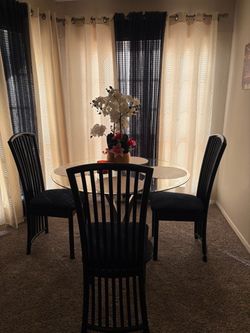 Round Glass Dining Table with 3 Chairs