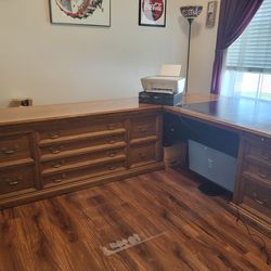 Solid Oak L Shaped Desk