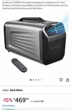 Outohome 5200BTU Portable Camping Air Conditioner For Tent Outdoor and Indoor Use,400W Low Power