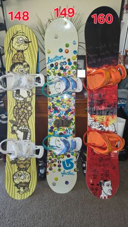 Burton Kemper Niche 148 149 160 snowboards Bindings men women white red orange green