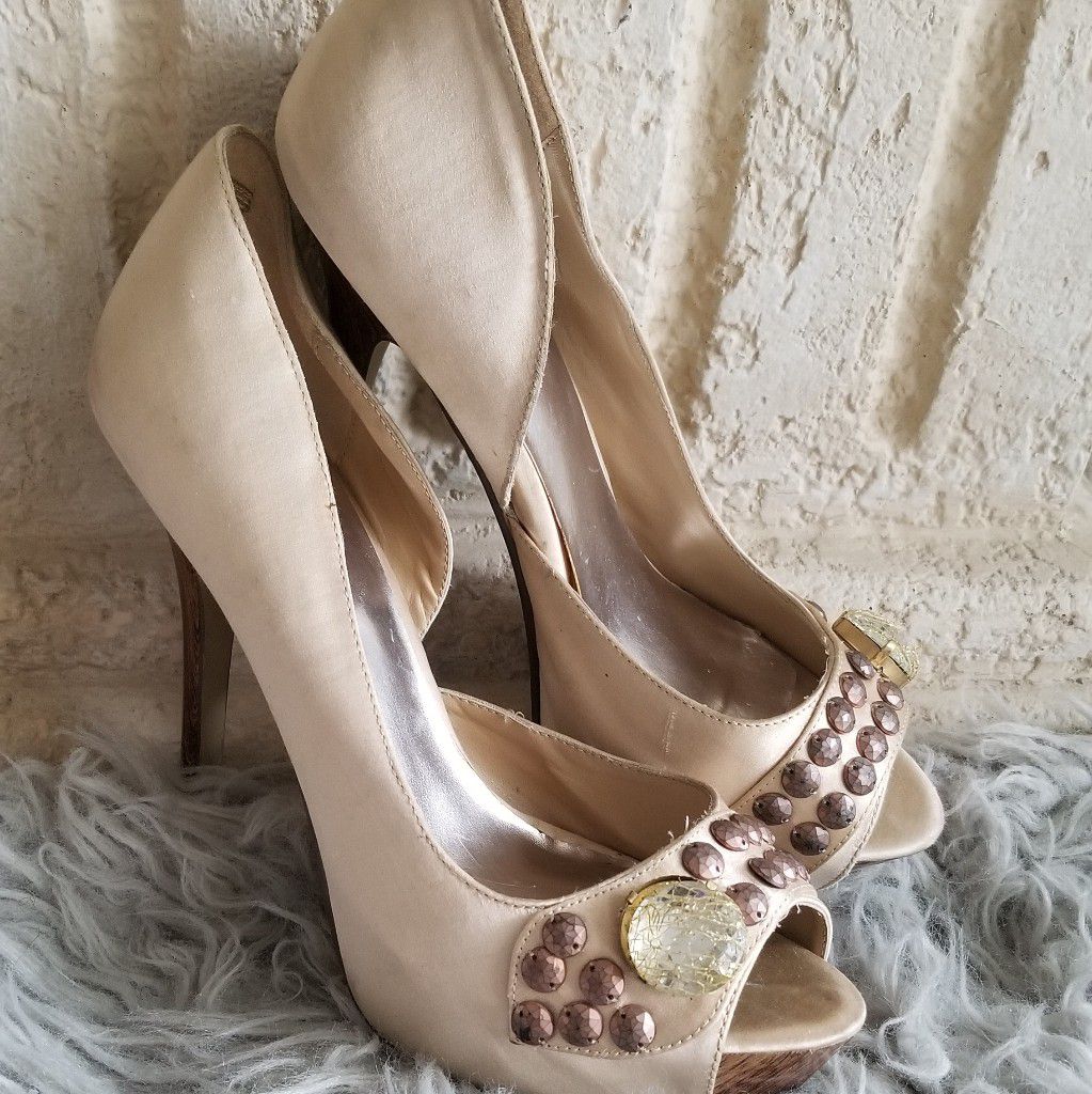 Bakers champagne studded pumps