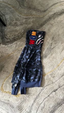 Navy blue double hood bape hoodie