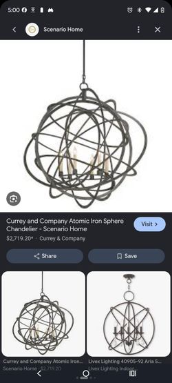 Currey & Company Atomic Iron Sphere Chandelier