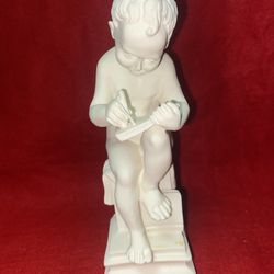 Vintage 7 Inch Alabaster Greek Boy Writing In Book Imported From Greece (5 available)