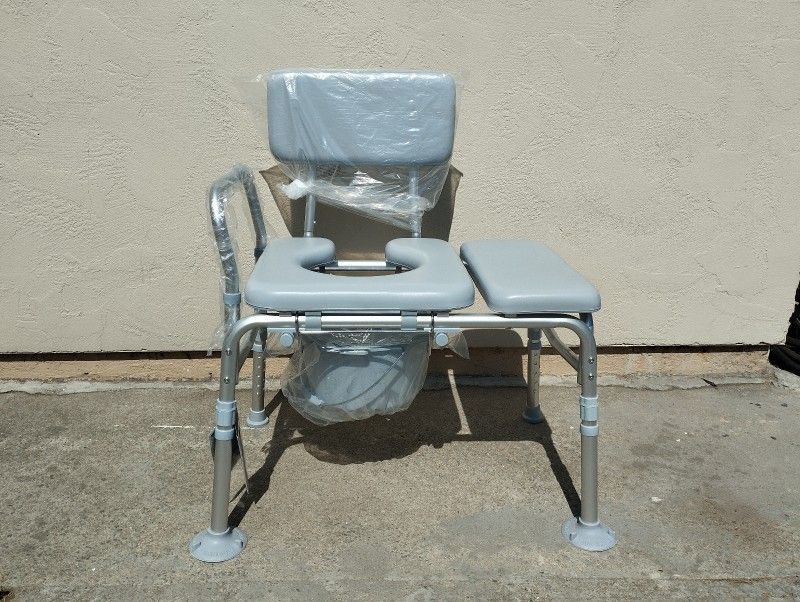 New Transfer Bench Commode Chair for Toilet with Padded Seat