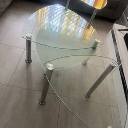 Glass Swivel Coffee Table And End Tables