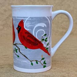 NEW Royal Norfolk 12 Oz red cardinals Christmas holiday festive ceramic coffee mug tea cup