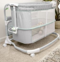 Ingenuity Dream & Grow Bedside Adjustable Baby Bassinet with Storage Pocket Tesse, Green