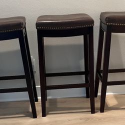 3 Faux Leather Dark Brown Counter Stools (OBO)