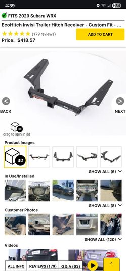 Torklift Central EcoHitch Invisi Trailer Hitch – 2" Receiver (Fits 2015-2021 Subaru WRX / STI)