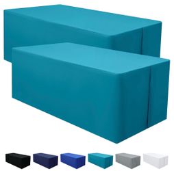 Homing 2 Packs Rectangle Fitted Tablecloth, Washable Fabric Table Cloth For 8 Foot Tables, Water Resistant Table Cover For Party, Trade Show, Outdoor