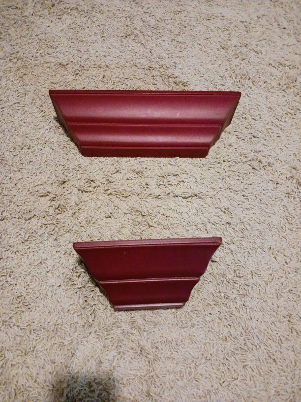 2 Rustic Red Wall Shelves