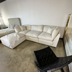 NEW RH Style Cloud Modular Sofa Chaise With Ottoman 