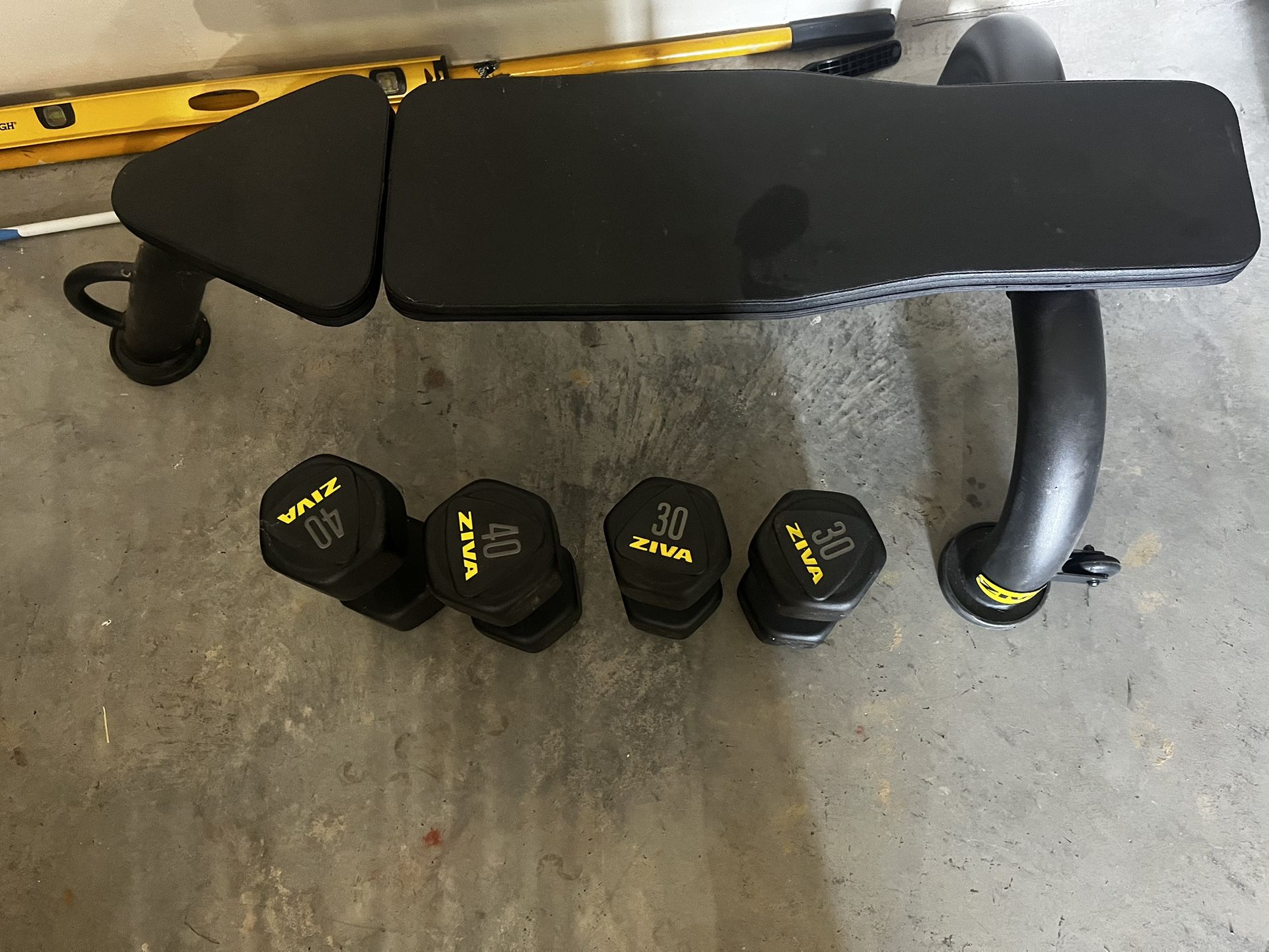 Flat Bench Workout And Dumbbells
