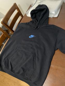 NIKE SWOOSH PATCH CUSTOM HOODIE BLUE