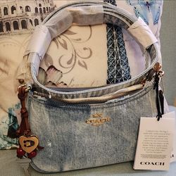 Coach Teri Shoulder Bag In Loved Denim NWT