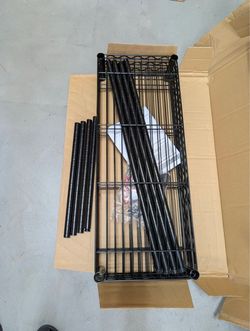 Open Box HDX 4-Tier Steel Wire Shelving Unit in Black (36 in. W x 54 in. H x 14 in. D).
